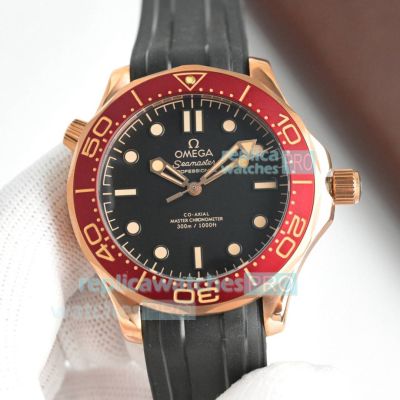 Swiss Copy Omega 8800 Burgundy Red Seamaster Diver 300m James Bond 007 Watch 